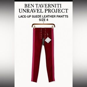 Ben Taverniti Unravel Project Lace up Suede Leather Pants size 4